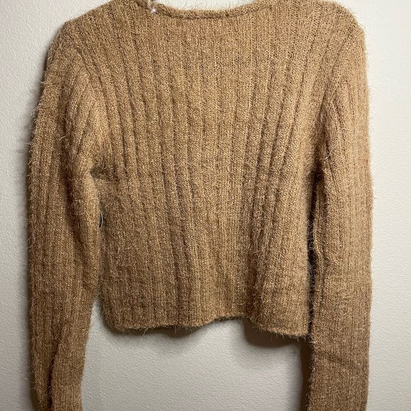 💗GET 20% OFF💗 NWT Tilly’s FULL CIRCLE TRENDS Tie Front Womens Cardigan Tan - Picture 2 of 7